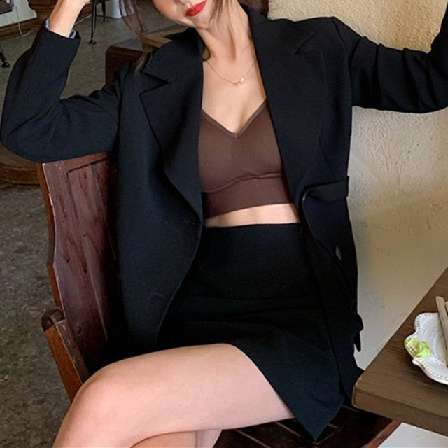Mozuleva Fashion Khaki Women Pant Suits 2020 Casual Female 2 Pieces Set Single-breasted Blazer Jacket & High Waist Pencil Pants