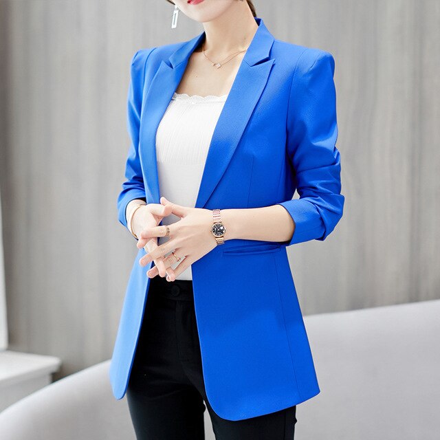 Women's suit jacket new autumn and winter fashion wild large size small suit casual slimming solid color trend ladies jacket