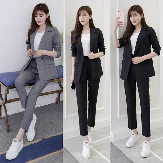 Professional suit female spring and autumn new Korean Fashion trend of the slim slim professional two-piece women's Pant Suits