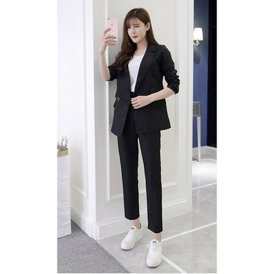 Professional suit female spring and autumn new Korean Fashion trend of the slim slim professional two-piece women's Pant Suits