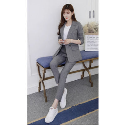 Professional suit female spring and autumn new Korean Fashion trend of the slim slim professional two-piece women's Pant Suits