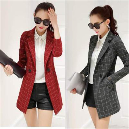 Fashion women's OL commuter professional small suit 2018 autumn and winter new temperament wild long section ladies suit trend