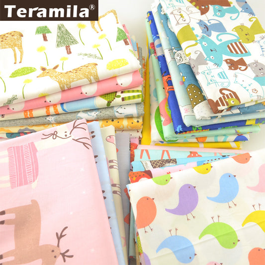 Teramila 100% Cotton Fabric Meters 50x160cm Animal Cartoon Design Telas DIY Patchwork Cloth Craft Tissus Qulits Sewing Bedsheet