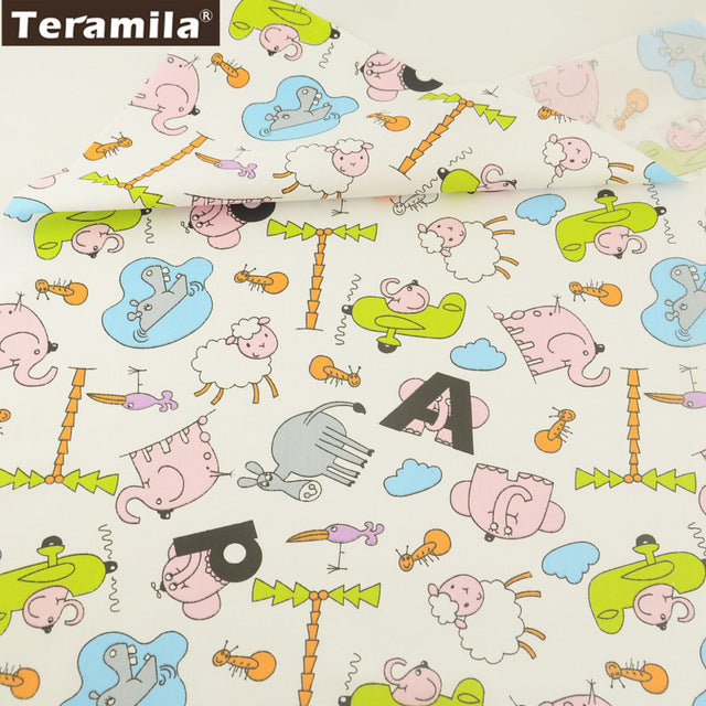 Teramila 100% Cotton Fabric Meters 50x160cm Animal Cartoon Design Telas DIY Patchwork Cloth Craft Tissus Qulits Sewing Bedsheet