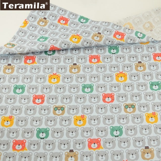 Teramila 100% Cotton Fabric Meters 50x160cm Animal Cartoon Design Telas DIY Patchwork Cloth Craft Tissus Qulits Sewing Bedsheet