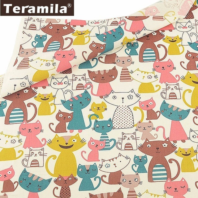 Teramila 100% Cotton Fabric Meters 50x160cm Animal Cartoon Design Telas DIY Patchwork Cloth Craft Tissus Qulits Sewing Bedsheet