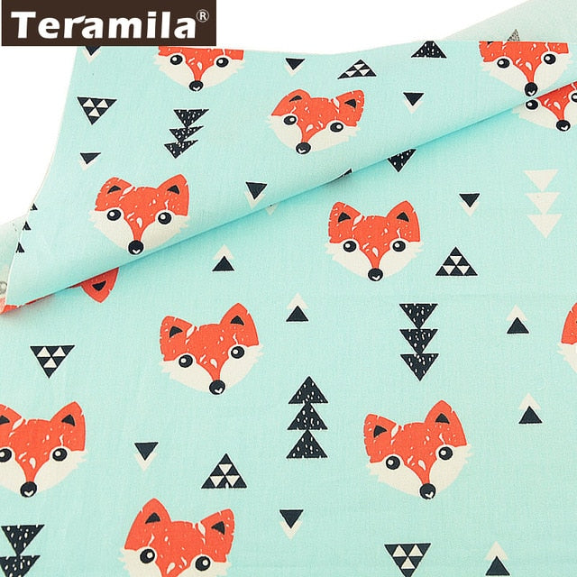 Teramila 100% Cotton Fabric Meters 50x160cm Animal Cartoon Design Telas DIY Patchwork Cloth Craft Tissus Qulits Sewing Bedsheet