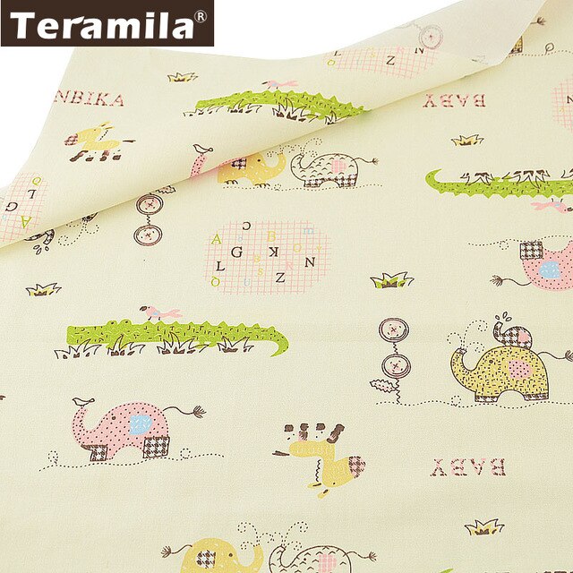 Teramila 100% Cotton Fabric Meters 50x160cm Animal Cartoon Design Telas DIY Patchwork Cloth Craft Tissus Qulits Sewing Bedsheet