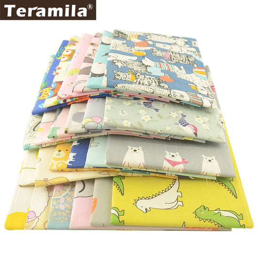 Teramila 100% Cotton Fabric Animal Design Telas 40x50cm/pcs DIY Patchwork Stoffen Kids Cloth Craft Home Fat Quarter Pillow Tissu