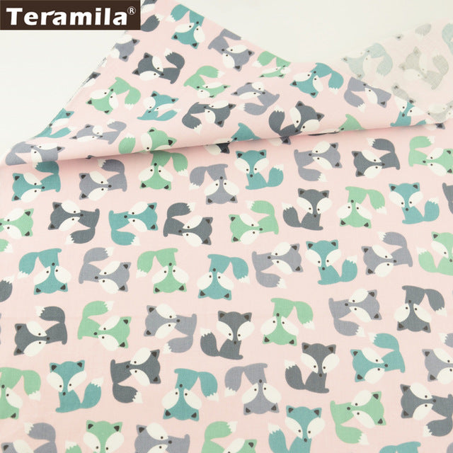 Teramila 100% Cotton Fabric Animal Design Telas 40x50cm/pcs DIY Patchwork Stoffen Kids Cloth Craft Home Fat Quarter Pillow Tissu