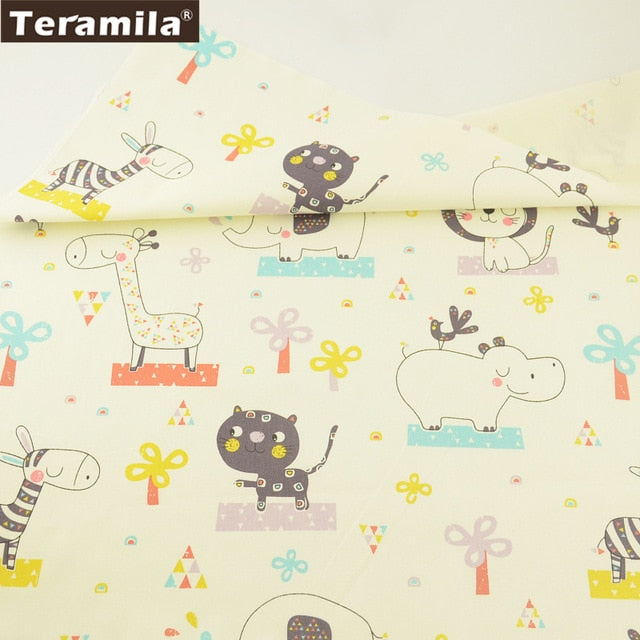 Teramila 100% Cotton Fabric Animal Design Telas 40x50cm/pcs DIY Patchwork Stoffen Kids Cloth Craft Home Fat Quarter Pillow Tissu