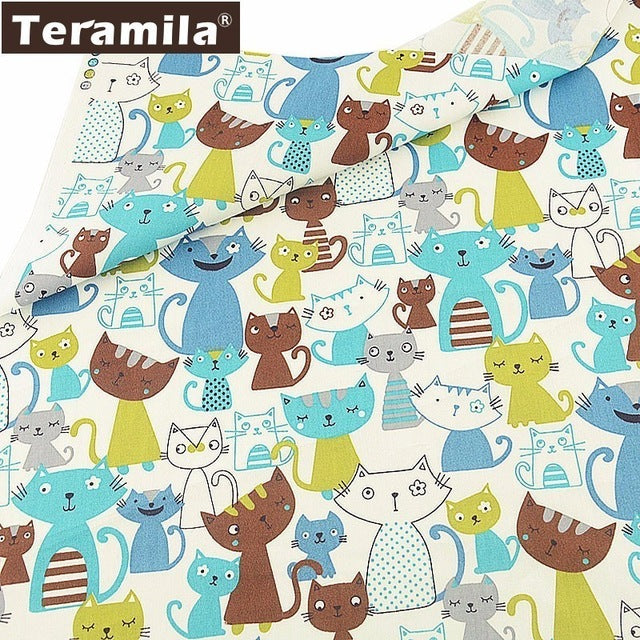 Teramila 100% Cotton Fabric Animal Design Telas 40x50cm/pcs DIY Patchwork Stoffen Kids Cloth Craft Home Fat Quarter Pillow Tissu