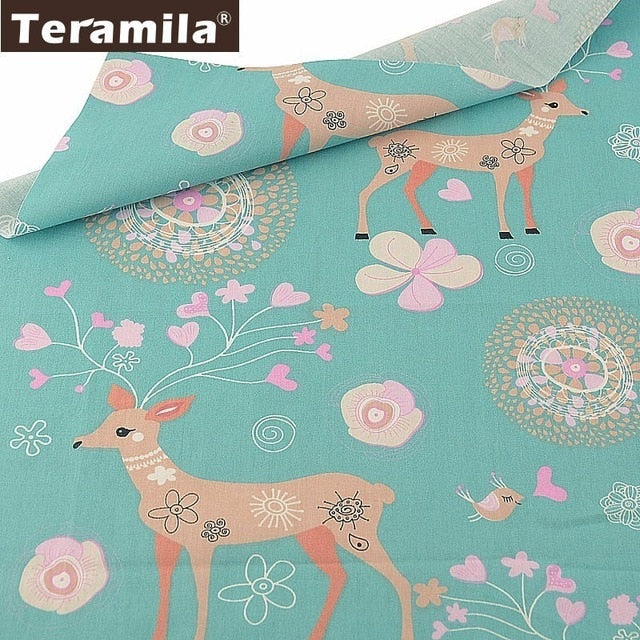 Teramila 100% Cotton Fabric Animal Design Telas 40x50cm/pcs DIY Patchwork Stoffen Kids Cloth Craft Home Fat Quarter Pillow Tissu