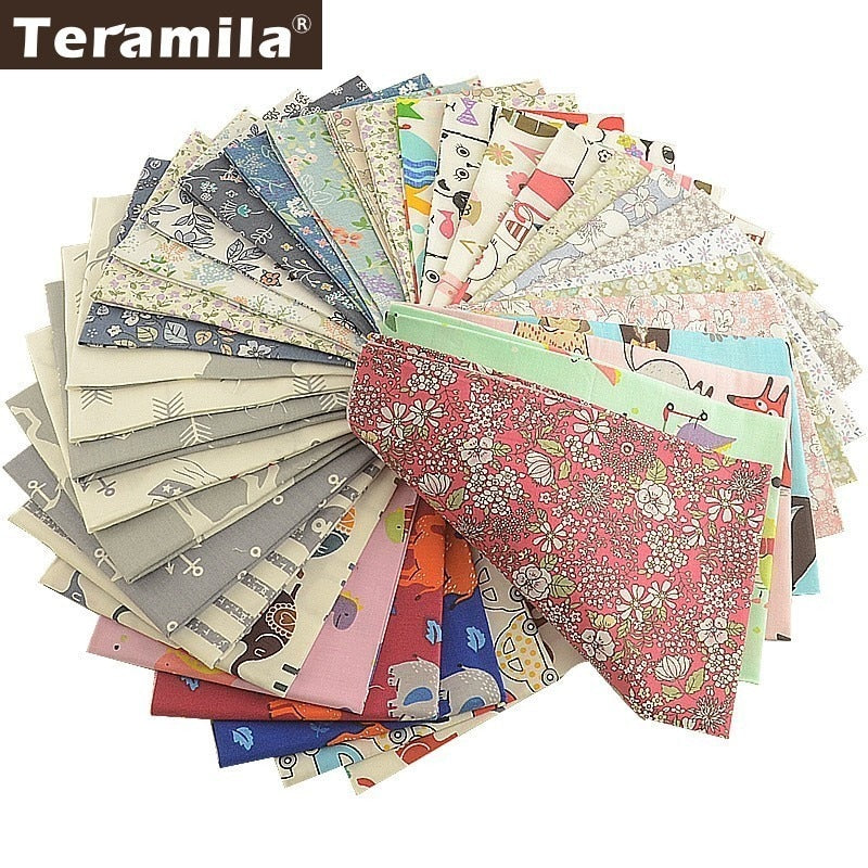 Teramila 100% Cotton Fabric Flowers Animal Cartoon Design Telas Patchwork Algodon Cloth 50x50cm Tissu DIY Baby Quilts Cushion