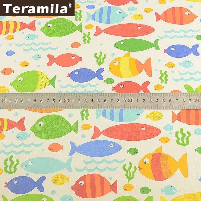 Teramila 100% Cotton Fabric Flowers Animal Cartoon Design Telas Patchwork Algodon Cloth 50x50cm Tissu DIY Baby Quilts Cushion