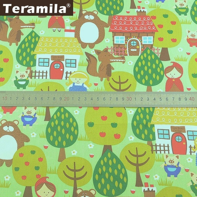 Teramila 100% Cotton Fabric Flowers Animal Cartoon Design Telas Patchwork Algodon Cloth 50x50cm Tissu DIY Baby Quilts Cushion