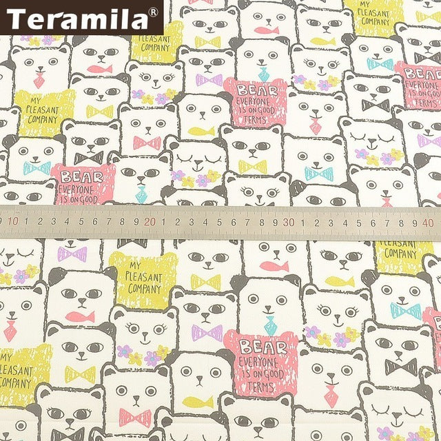 Teramila 100% Cotton Fabric Flowers Animal Cartoon Design Telas Patchwork Algodon Cloth 50x50cm Tissu DIY Baby Quilts Cushion