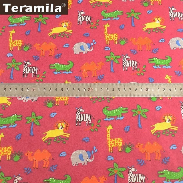 Teramila 100% Cotton Fabric Flowers Animal Cartoon Design Telas Patchwork Algodon Cloth 50x50cm Tissu DIY Baby Quilts Cushion