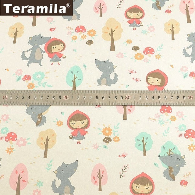 Teramila 100% Cotton Fabric Flowers Animal Cartoon Design Telas Patchwork Algodon Cloth 50x50cm Tissu DIY Baby Quilts Cushion