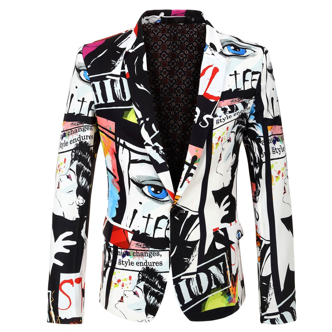 Fashion street hip hop printing male blazer boutique high-end designer clothing stage suit jacket trend modern suit coat