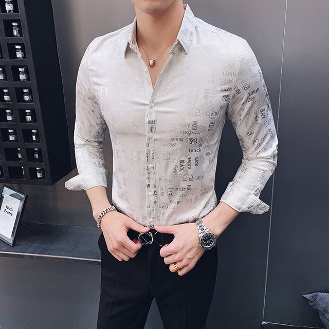 2019 New Luxury Boutique Fashion Peacock Print Mens Slim Casual Long-sleeved Shirt Personality Design Male Social Leisure Shirts