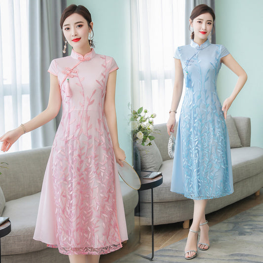 Asian design boutique embroidery elegant party aodai dresses