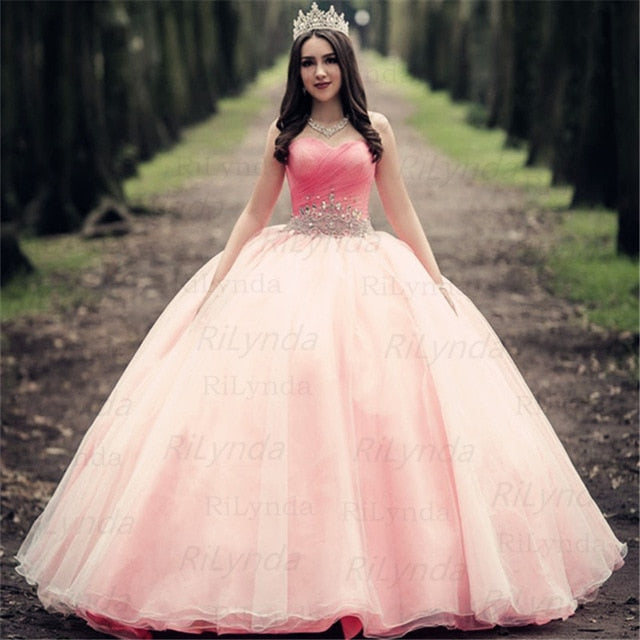 Pink Quinceanera Dresses Princess Cinderella With 3D Flower Off The Shoulder Elegant Tulle Party Gown Sweet 16 Dress